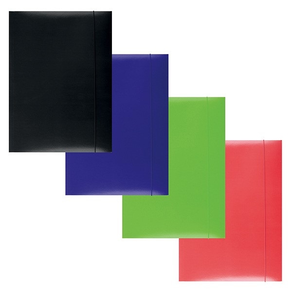 Teczka z gumką OFFICE PRODUCTS, karton/lakier, A4, 350gsm, 3-skrz., czerwona