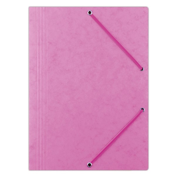 Teczka z gumką OFFICE PRODUCTS, preszpan, A4, 390gsm, 3-skrz., różowa