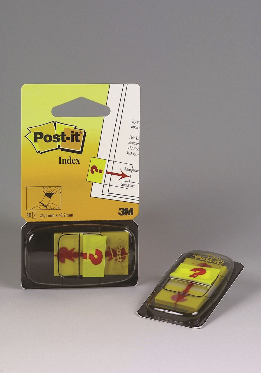 Zakładki indeksujące POST-IT® z nadrukiem „znak zapytania” (680-32R), PP, 25x43mm, 50 kart.