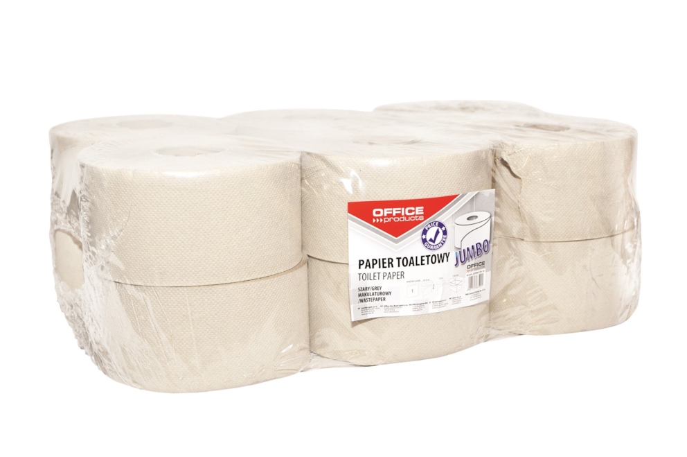 Papier toaletowy makulaturowy OFFICE PRODUCTS Jumbo, 1-warstwowy, 120m, 12szt., szary
