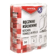 Ręczniki kuchenne celulozowe OFFICE PRODUCTS, 2-warstwowe, 50 listków, 9,25m, 2szt., białe