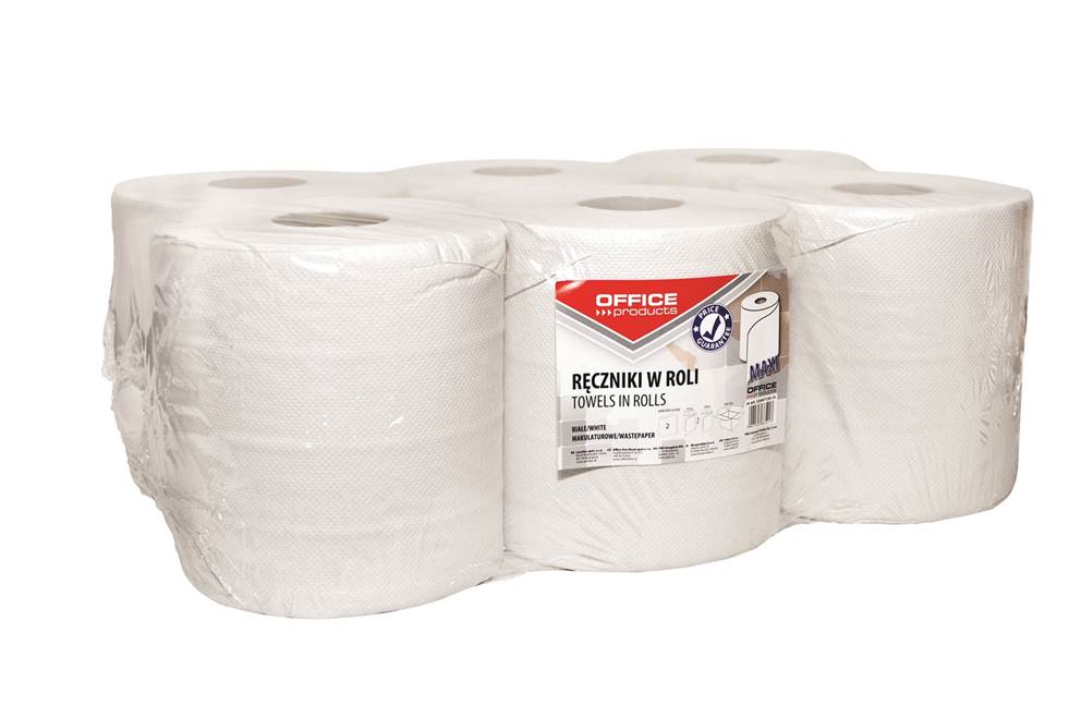 Ręczniki w roli makulaturowe OFFICE PRODUCTS Maxi, 2-warstwowe, 120m, 6szt., białe