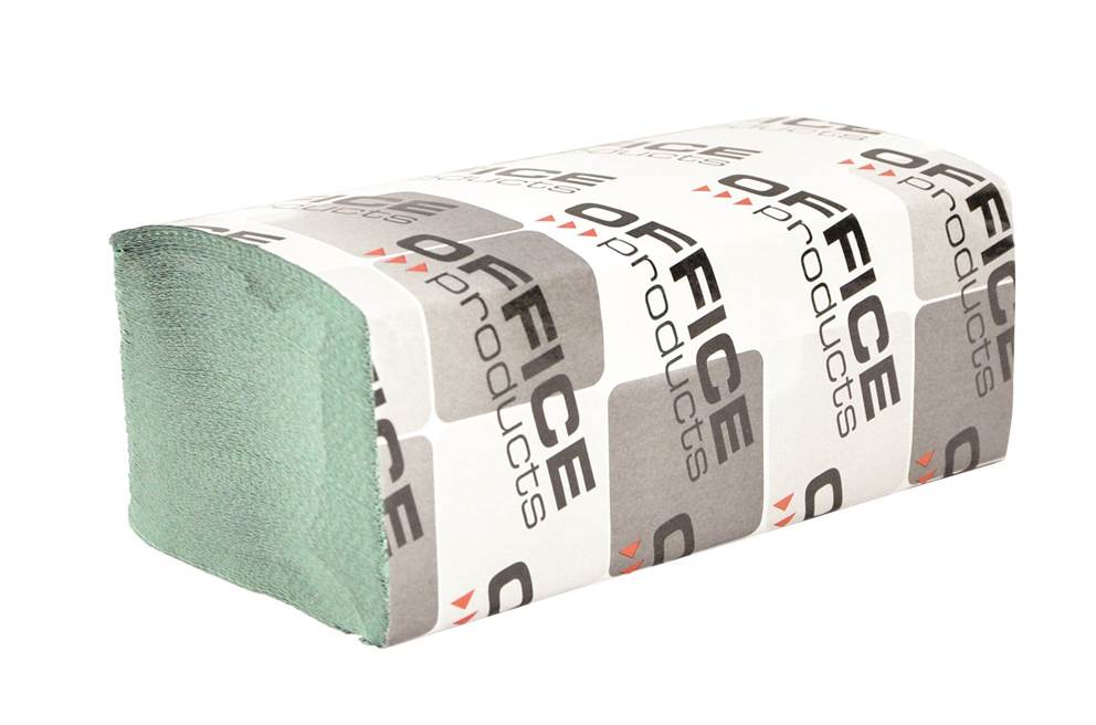 Ręczniki składane ZZ makulaturowe ekonomiczne OFFICE PRODUCTS, 1-warstwowe, 4000 listków, 20szt., zielone