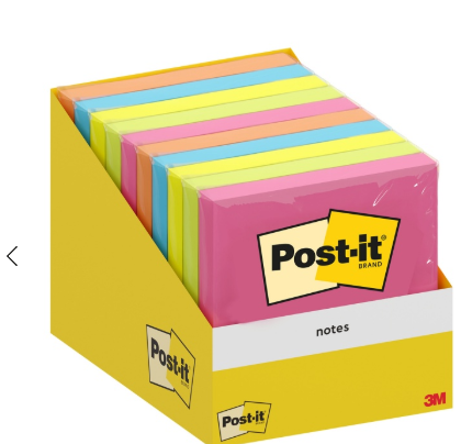 Bloczek samoprzylepny POST-IT® (654-TFEN), 76x76mm, 6x100 kart., paleta energetyczna