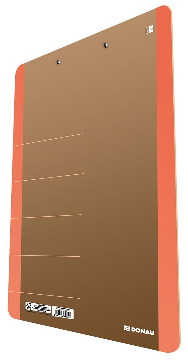 Clipboard DONAU Life, karton, A4, z klipsem, pomarańczowy