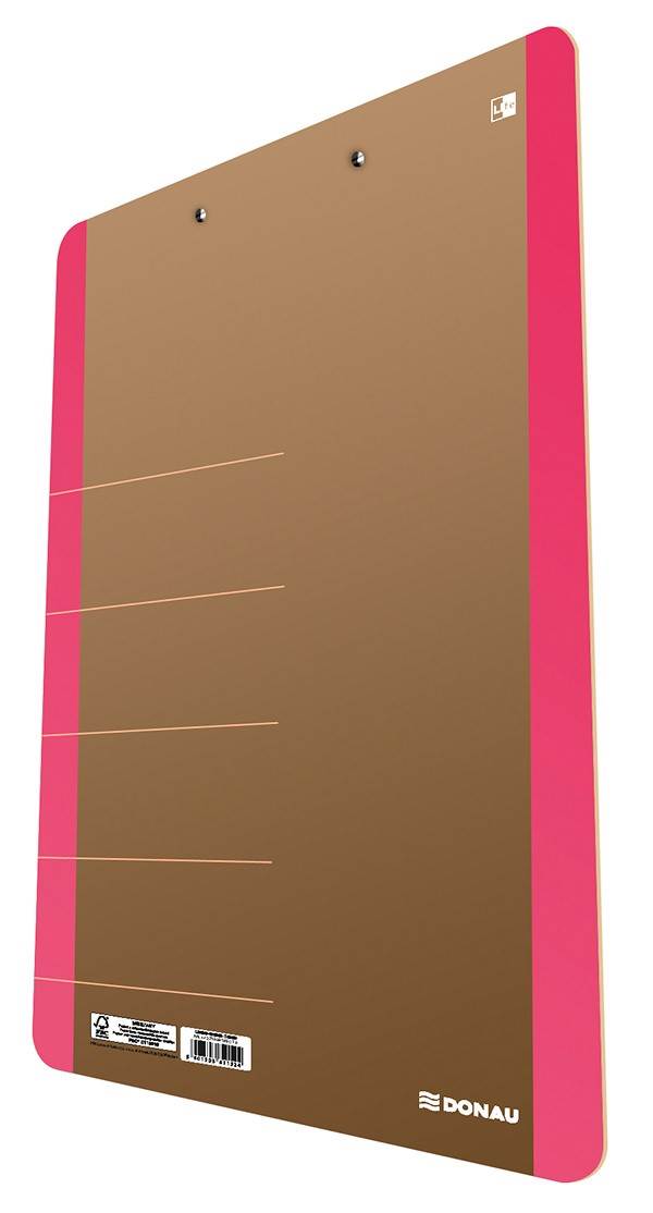 Clipboard DONAU Life, karton, A4, z klipsem, różowy