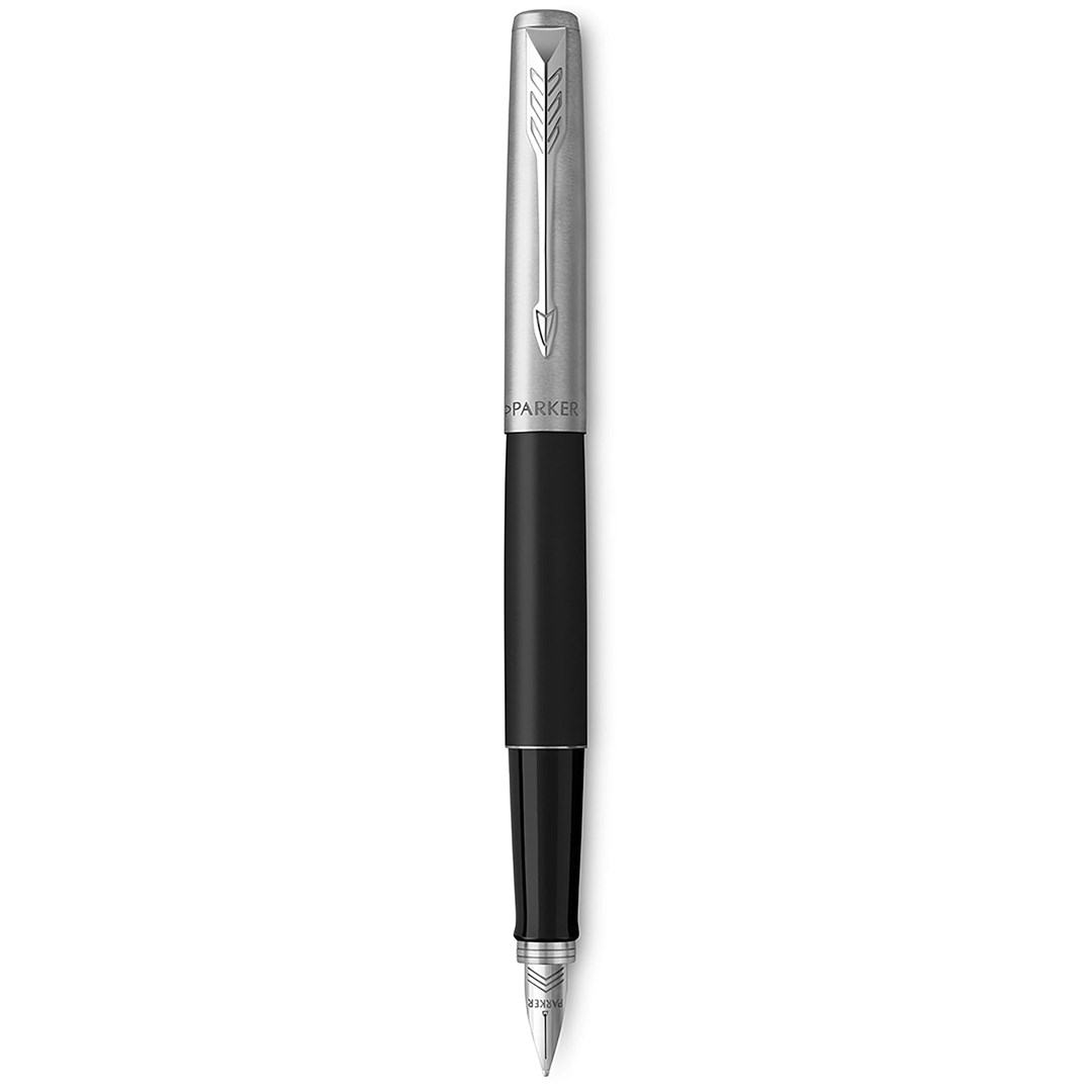 Parker Jotter pióro wieczne Bond Street Black CT, czarne z chromowanymi wykończeniami, stalówka medium, niebieski atrament, opakowanie prezentowe