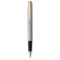 Parker Jotter pióro wieczne Stainless Steel GT, stal szlachetna ze złotymi wykończeniami, stalówka medium, niebieski atrament, opakowanie prezentowe