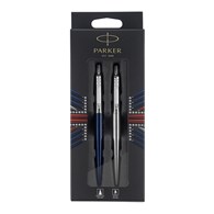 Parker Jotter London Duo Discovery Pack: długopis (niebieski Royal Blue CT) i długopis żelowy (Stainless Steel CT)