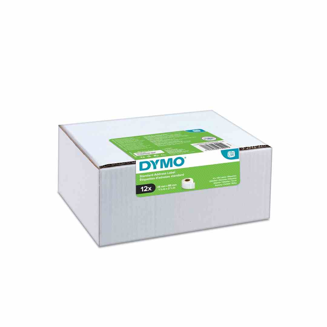 DYMO LW oryginalne etykiety adresowe, 28 mm x 89 mm, 12 rolek zawierających 130 łatwych do odklejania etykiet każda (w sumie 1560 etykiet), samoprzylepne, do drukarek etykiet LabelWriter