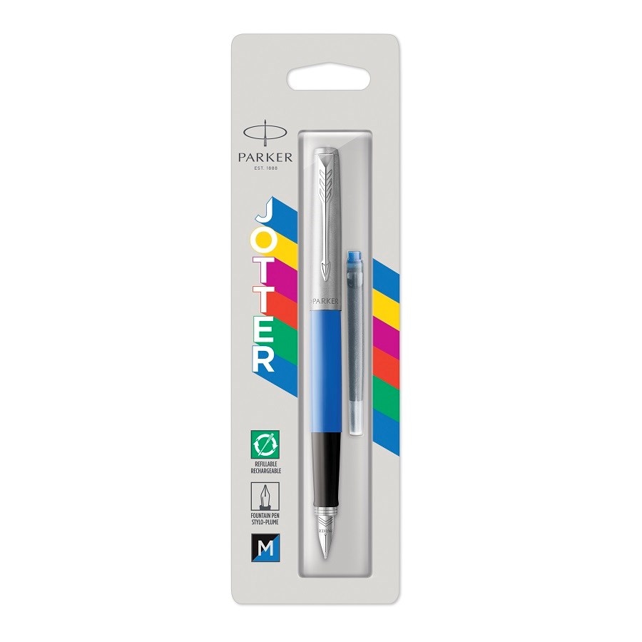 Parker Jotter Originals pióro wieczne Blue, niebieskie, stalówka medium, czarny i niebieski tusz