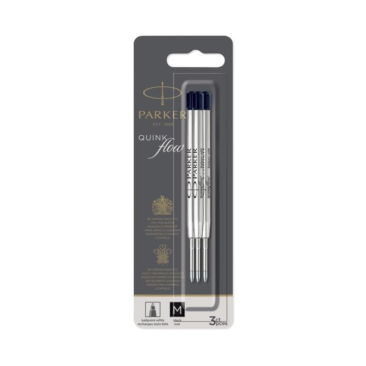 PARKER QUINKflow wkład do długopisu, końcówka medium, czarny, 3 szt.