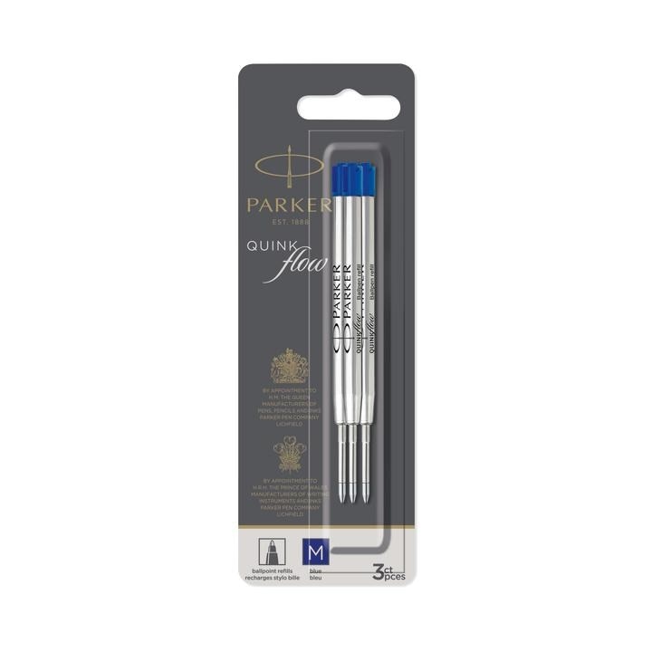 PARKER QUINKflow wkłady do długopisu, końcówka medium, niebieskie,3 szt.