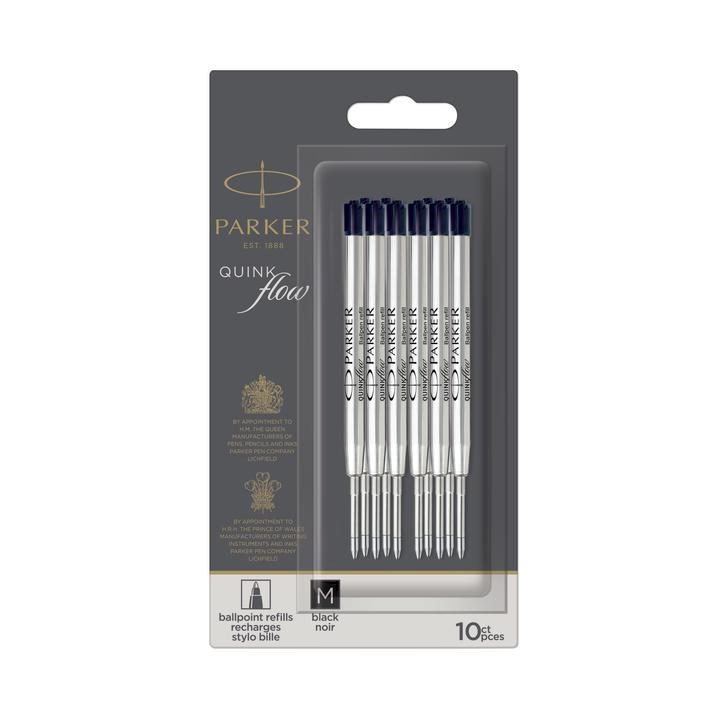 PARKER QUINKflow wkład do długopisu, końcówka medium, czarny,10 szt.