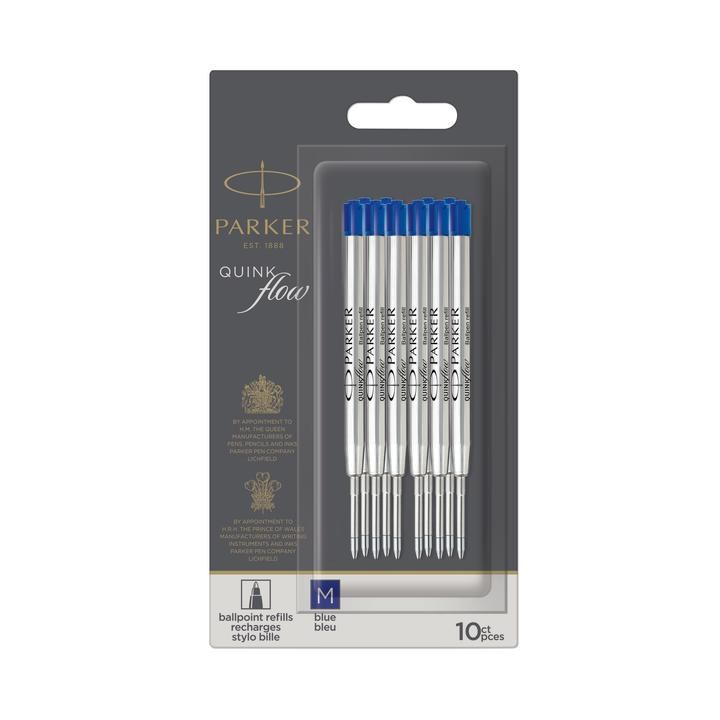 PARKER QUINKflow wkłady do długopisu, końcówka medium, niebieskie, 10 szt.