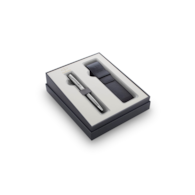 Parker Sonnet Stainless Steel, zestaw prezentowy długopis ze stali szlachetnej i czarne etui