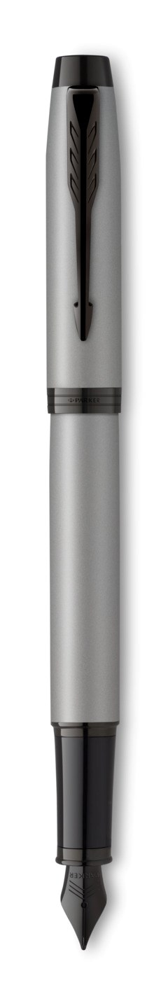 PARKER IM pióro wieczne Achromatic Grey, matowoszare, stalówka medium, niebieski atrament, opakowanie prezentowe