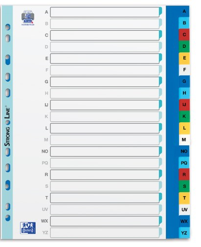 PRZEKŁADKI OXFORD  A4 MAXI Z KOLOROWEGO PP ALFABETYCZNE A-Z