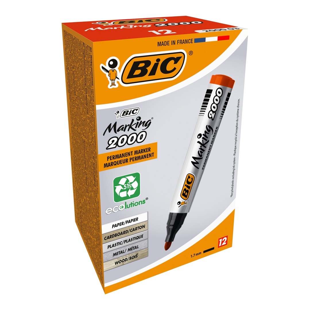 BIC Marking 2000 Ecolutions Marker czerwony okrągła końcówka