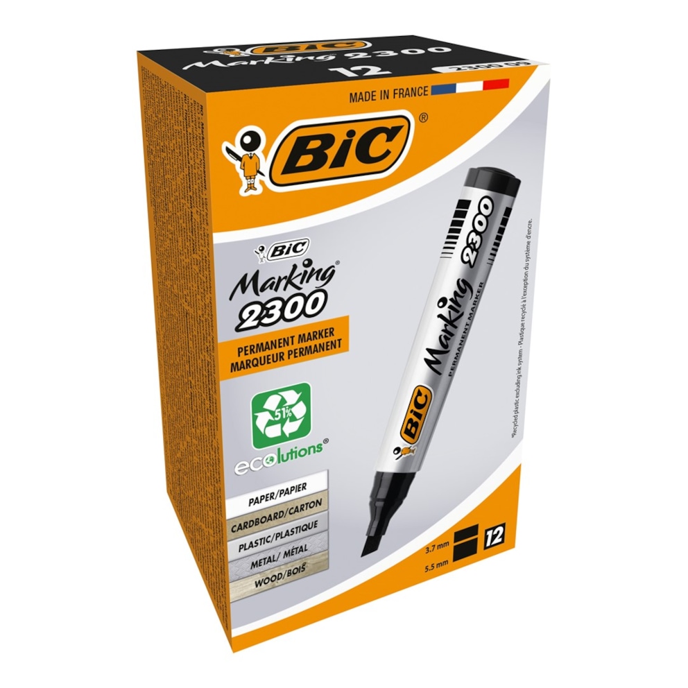 BIC Marking 2300 Ecolutions Marker czarny ścięta końcówka