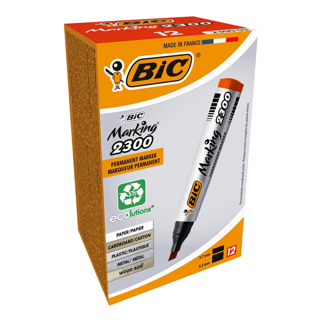 BIC Marking 2300 Ecolutions Marker czerwony ścięta końcówka