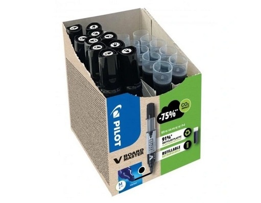 PILOT MARKER SUCHOŚCIERALNY V-BOARD MASTER VBM-BG MEDIUM CZARNY 10SZT+ NABOJE CZARNE 5+5 GRATIS