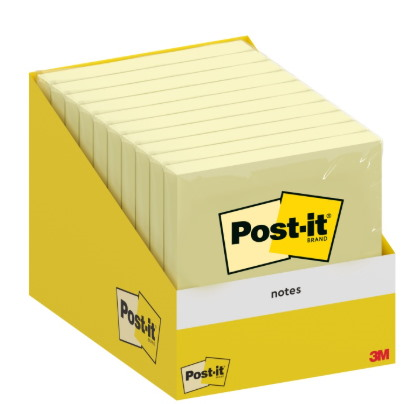 Bloczek samoprzylepny POST-IT® (654), 76x76mm, 1x100 kart., żółty