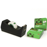 Taśma biurowa SCOTCH® Magic™ (SM3-12), matowa, z dyspenserem, 19mm, 33m, 3szt., podajnik C-38 czarny GRATIS