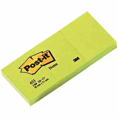 Bloczek samoprzylepny POST-IT® (653), 38x51mm, 3x100 kart., żółty