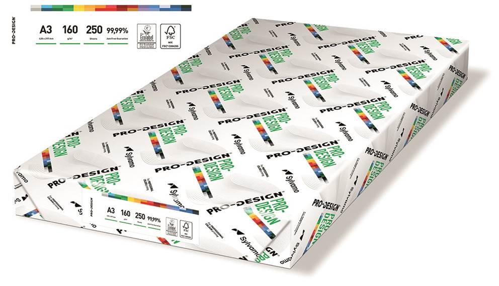 Papier ksero PRO-DESIGN FSC, satynowany, klasa A++, A3, 168CIE, 160gsm, 250 ark.