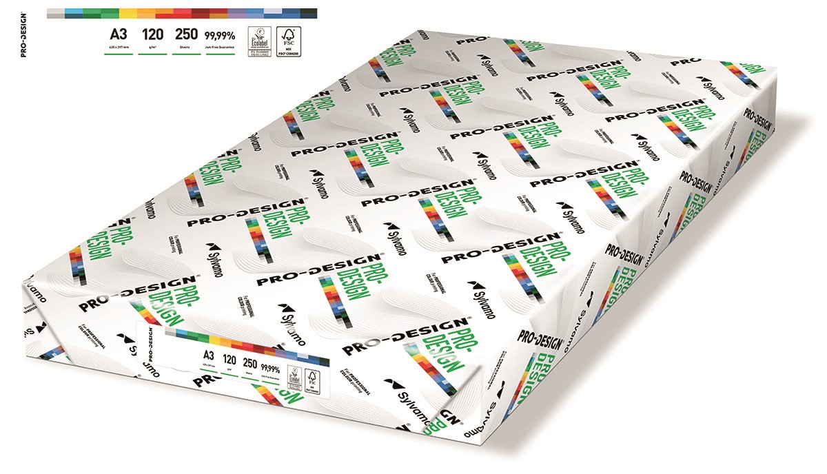 Papier ksero PRO-DESIGN FSC, satynowany, klasa A++, A3, 168CIE, 120gsm, 250 ark.