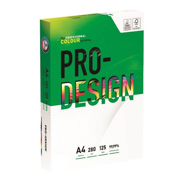 Papier ksero PRO-DESIGN FSC, satynowany, klasa A++, A4, 168CIE, 280gsm, 125 ark.