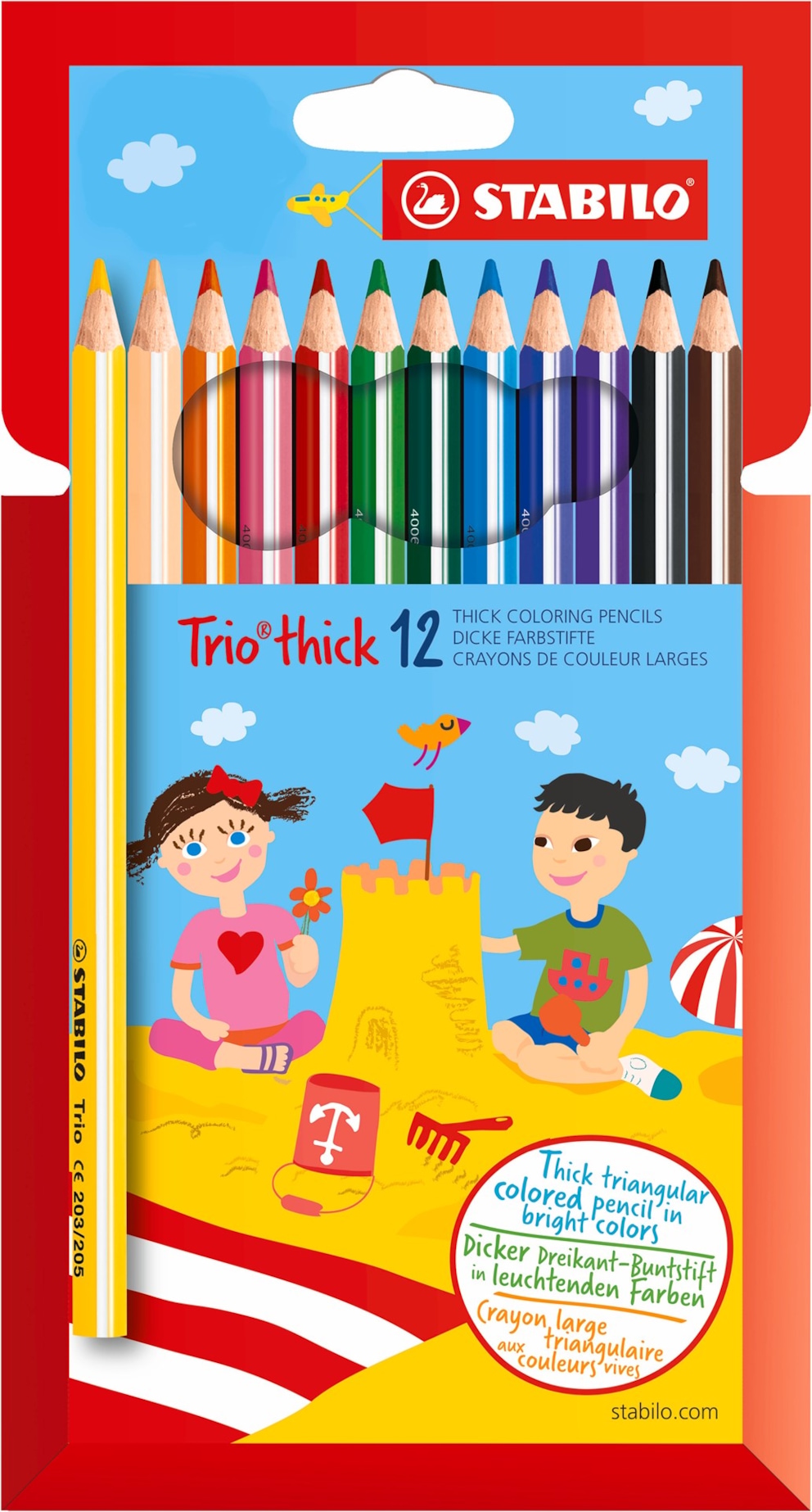 Kredka drewniana STABILO Trio gruba etui 12 szt.