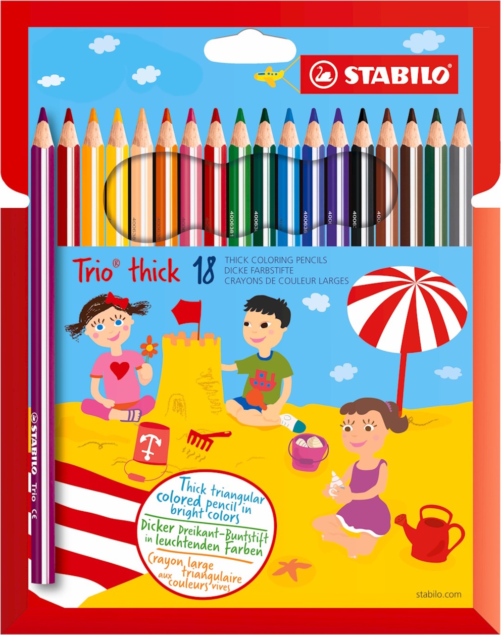 Kredka drewniana STABILO Trio gruba etui 18 szt.
