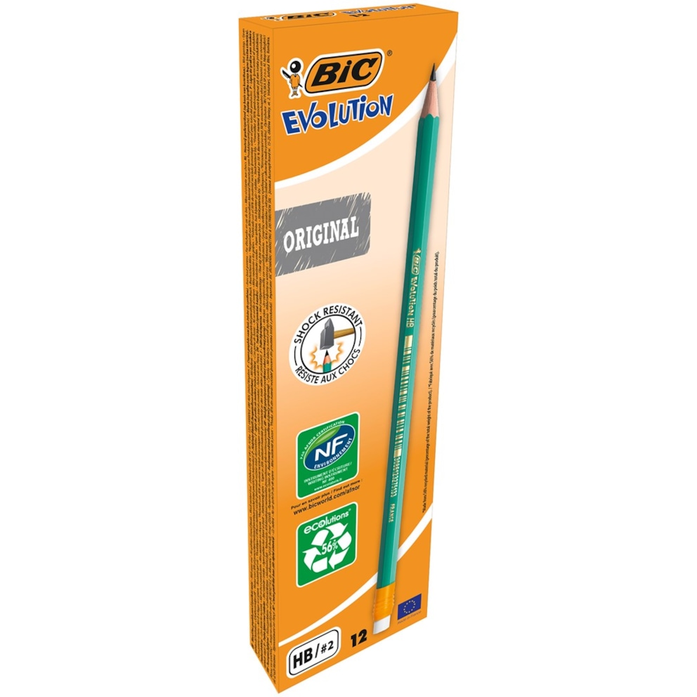 BIC Evolution Original 655 HB Ołówek z gumką Pudełko 12szt