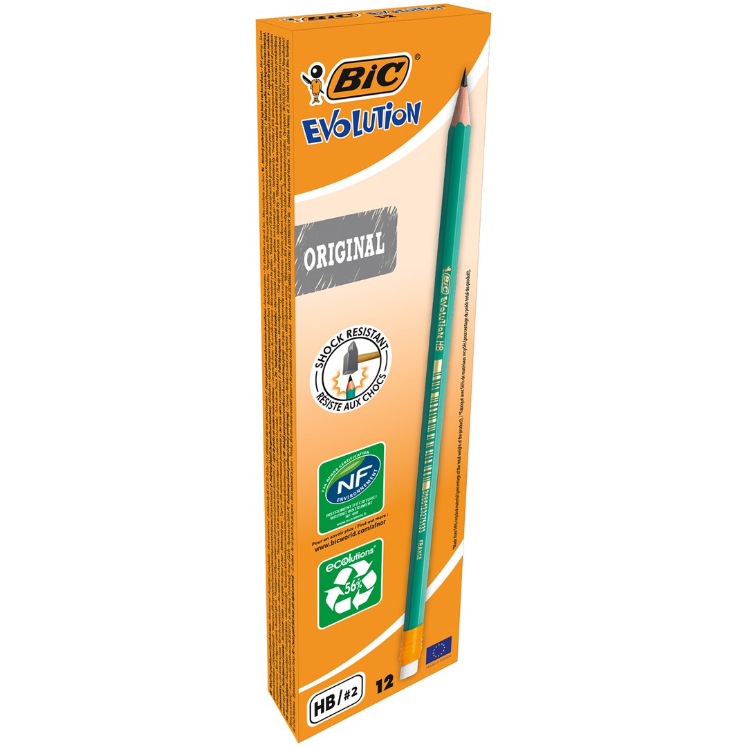 BIC Evolution Original 655 HB Ołówek z gumką Pudełko 12szt