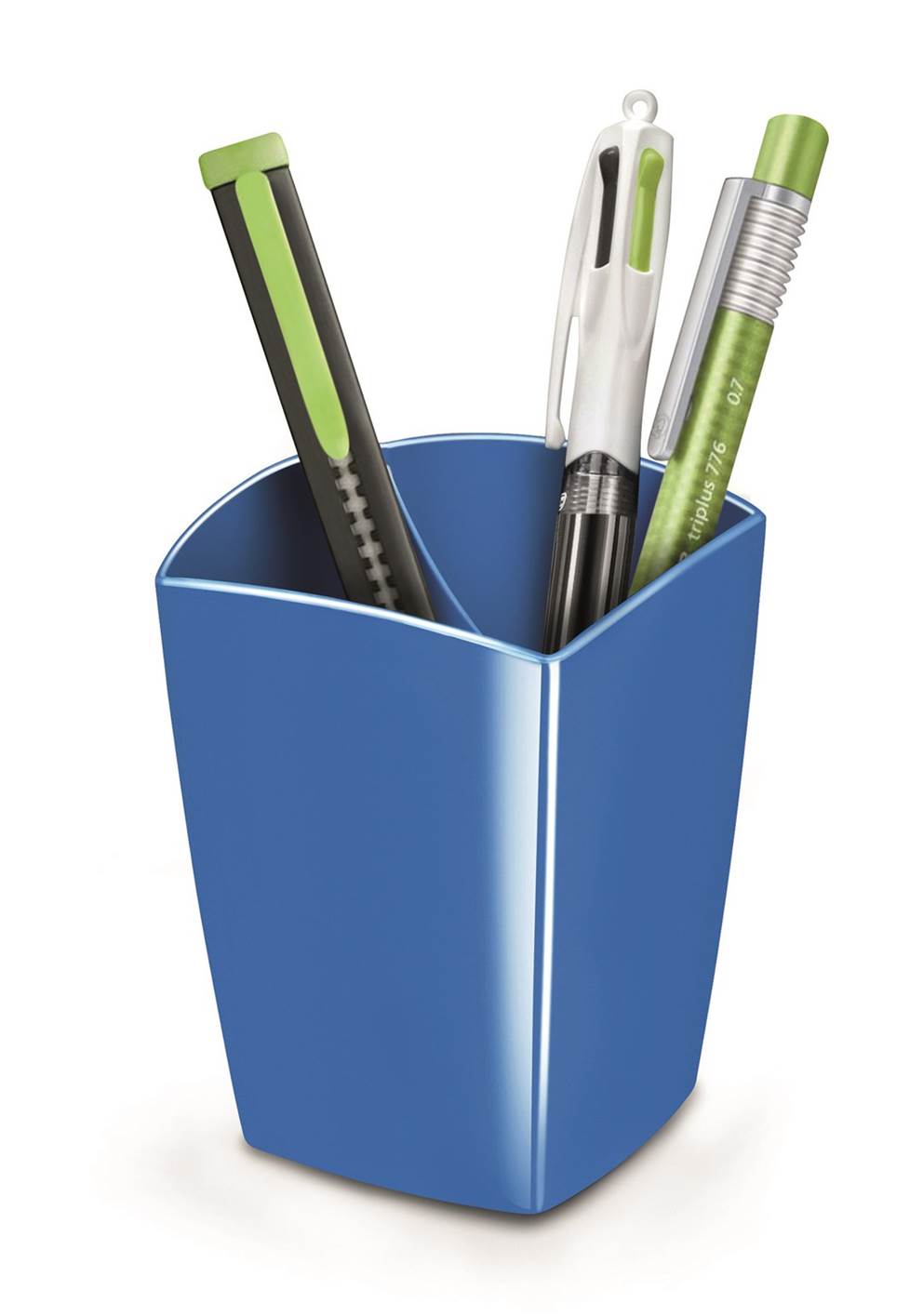 Pojemnik na długopisy CEPPro Gloss, polistyren, niebieski