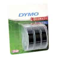 DYMO wytłaczane etykiety winylowe, rolki 9 mm x 3 m, biały nadruk na czarnym, samoprzylepne (opakowanie 3 szt.), S0847730