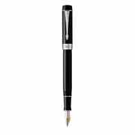 Parker Duofold pióro wieczne | Classic Black CT| złota stalówka medium platerowana rodem | czarny atrament i tłoczek | opakowanie prezentowe premium