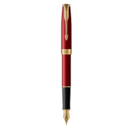 PARKER Sonnet pióro wieczne Red Lacquer GT, głęboki czerwony werniks z wykończeniami ze złota, stalówka fine, opakowanie prezentowe
