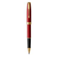 PARKER Sonnet pióro kulkowe Red Lacquer GT, głęboki czerwony werniks z wykończeniami ze złota, końcówka fine, opakowanie prezentowe