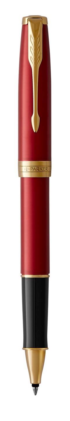 PARKER Sonnet pióro kulkowe Red Lacquer GT, głęboki czerwony werniks z wykończeniami ze złota, końcówka fine, opakowanie prezentowe