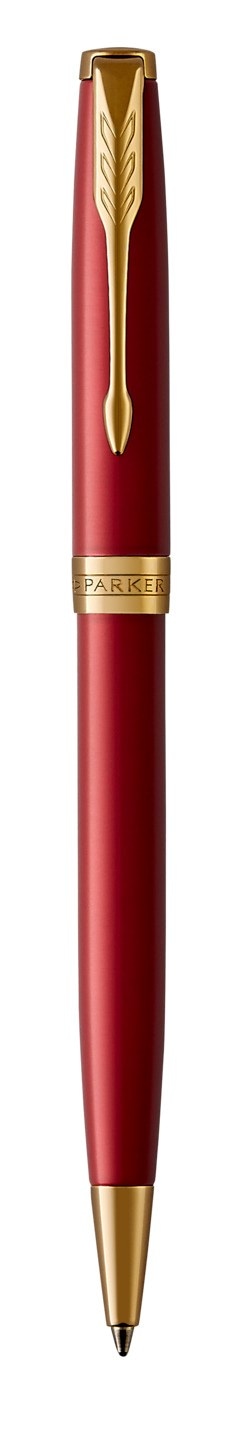 PARKER Sonnet długopis Red Lacquer GT, głęboki czerwony werniks z wykończeniami ze złota, końcówka medium, czarny atrament, opakowanie prezentowe