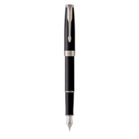 PARKER Sonnet pióro wieczne Black Lacquer CT, głęboki czarny lakier z wykończeniami z palladu, stalówka medium, opakowanie prezentowe