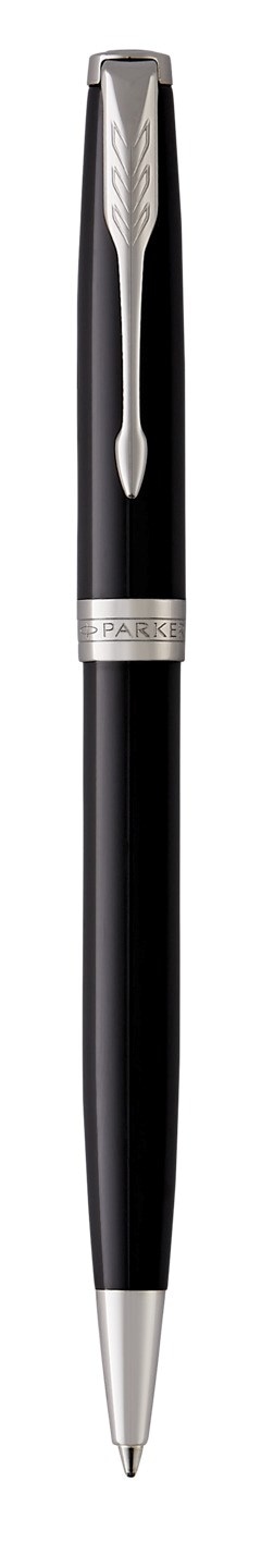PARKER Sonnet długopis Black Lacquer GT, głęboki czarny  lakier z wykończeniami z palladu, końcówka medium, czarny atrament, opakowanie prezentowe