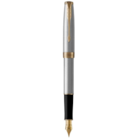 PARKER Sonnet pióro wieczne Stainless Steel GT, stal szlachetna ze złotymi wykończeniami, stalówka fine, czarny atrament, opakowanie prezentowe