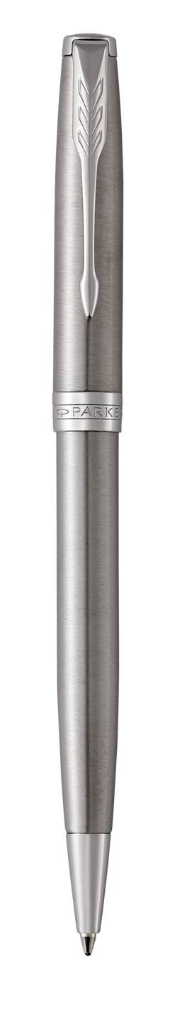 PARKER Sonnet długopis Stainless Steel PT, stal szlachetna z wykończeniami z palladu, końcówka medium, czarny tusz, opakowanie prezentowe