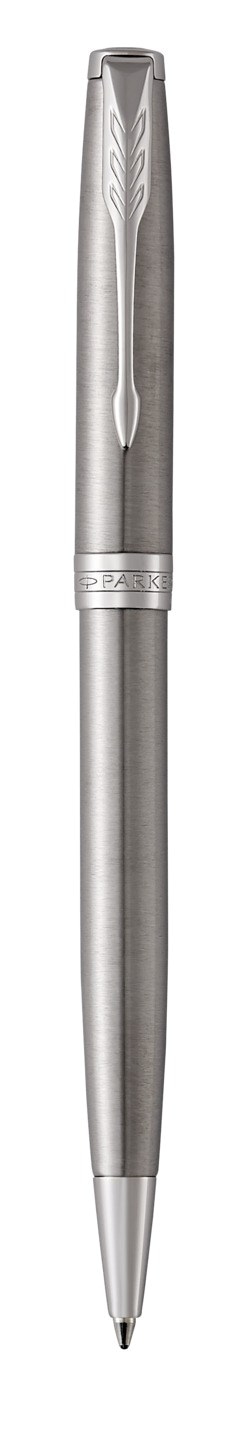 PARKER Sonnet długopis Stainless Steel PT, stal szlachetna z wykończeniami z palladu, końcówka medium, czarny tusz, opakowanie prezentowe