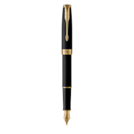 PARKER Sonnet pióro wieczne Matte Black GT, matowo czarne ze złotymi wykończeniami, stalówka medium, opakowanie prezentowe