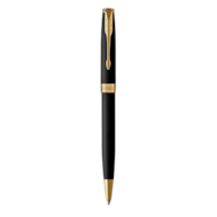 PARKER Sonnet długopis Matte Black GT, matowo czarny ze złotymi wykończeniami, końcówka medium, czarny atrament, opakowanie prezentowe